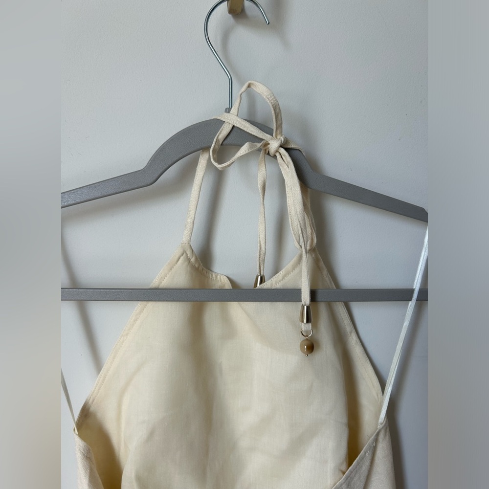 House of Harlow 1960 cream floral Halter & Wide Leg pant Set - Picture 3 of 6